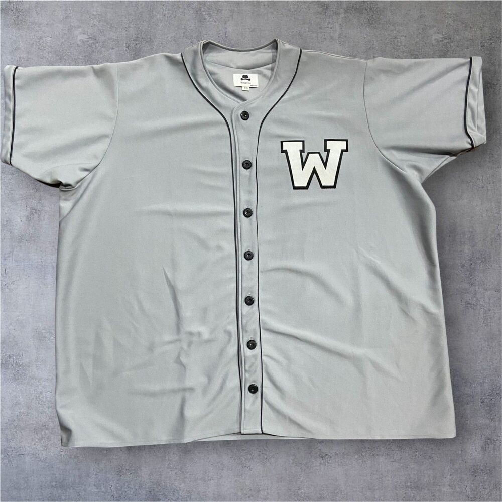 Winston Athletic Big & Tall Gray Black Baseball Jersey Button Up Men's Size 3XL